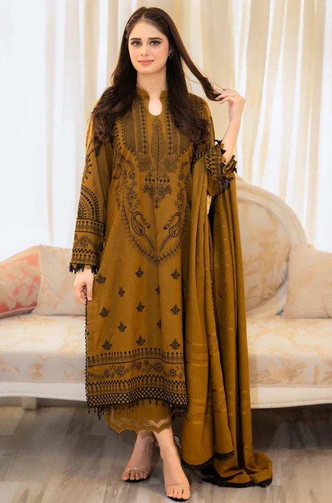 LIBAAS By MARIA.B -Unstitch 3PC Dhanak Embroidered Suit DF-8721